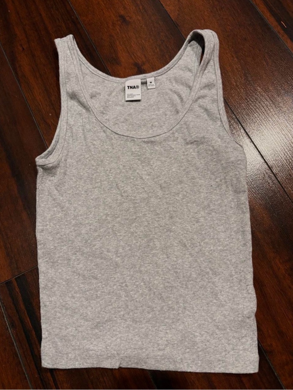 TNA Light Gray Ribbed Scoop Neck Tank Top